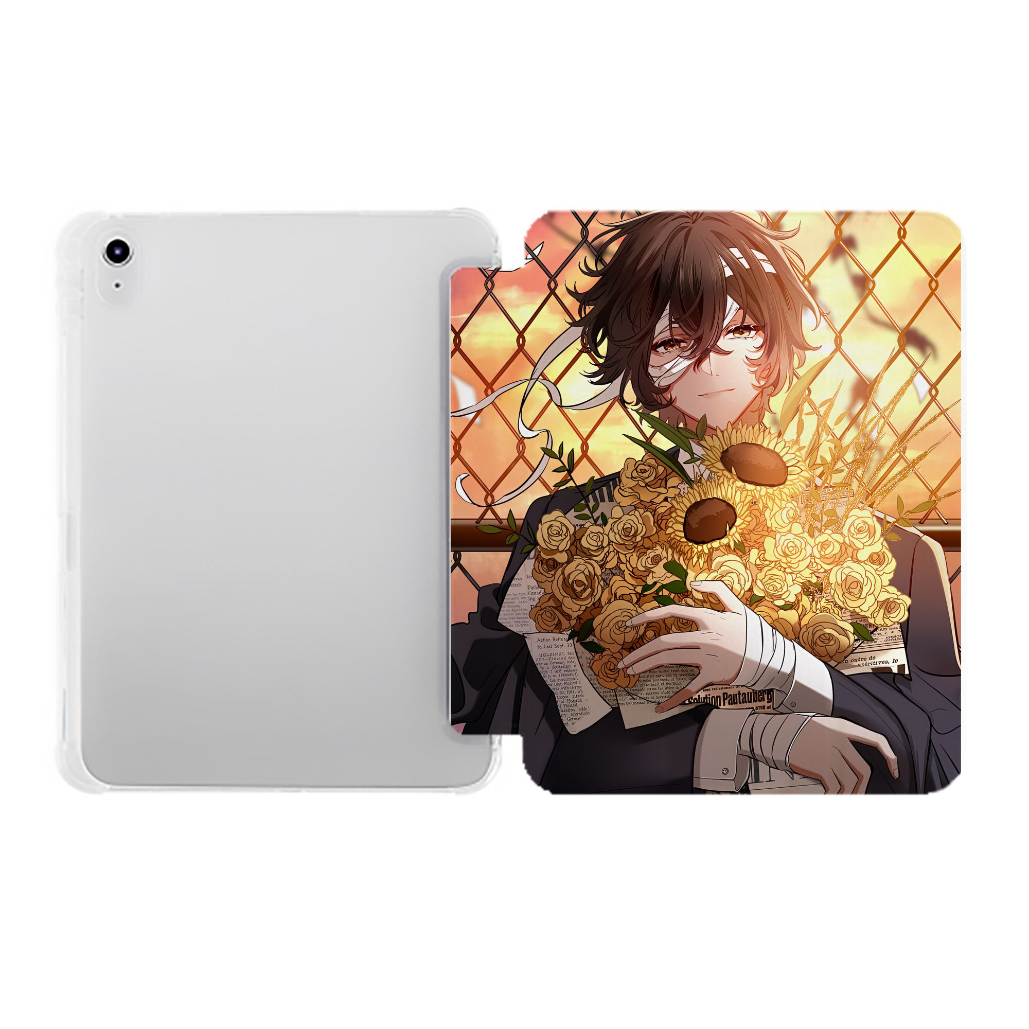 （画像用） 文豪ストレイドッグス Bungo Stray Dogs IPad ケース ペン収納付き 三つ折りスタンド PUレザー×シリコン 対応機種9.5/10.5/10.9インチ